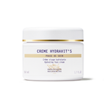 White jar of Crème Hydravit's with gold accents on a white background