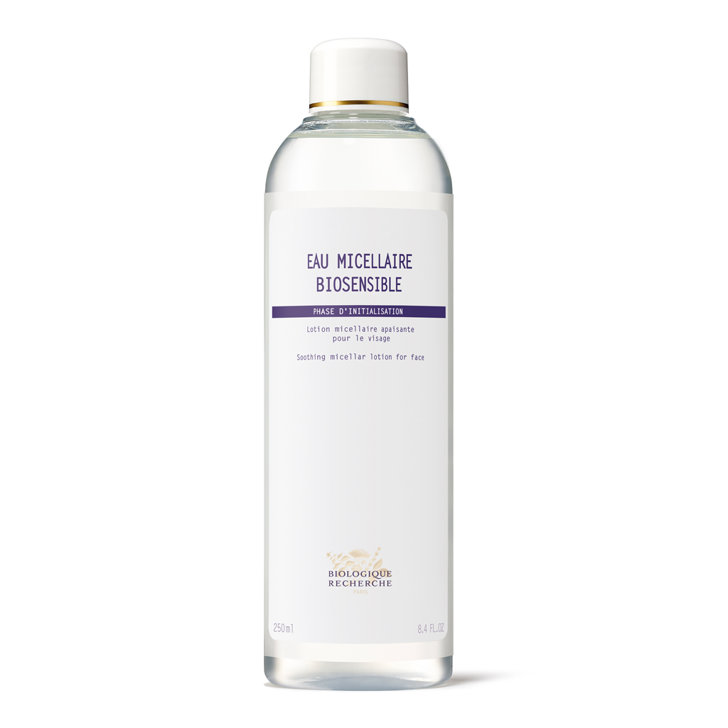 Bottle of Eau Micellaire Biosensible on a white background