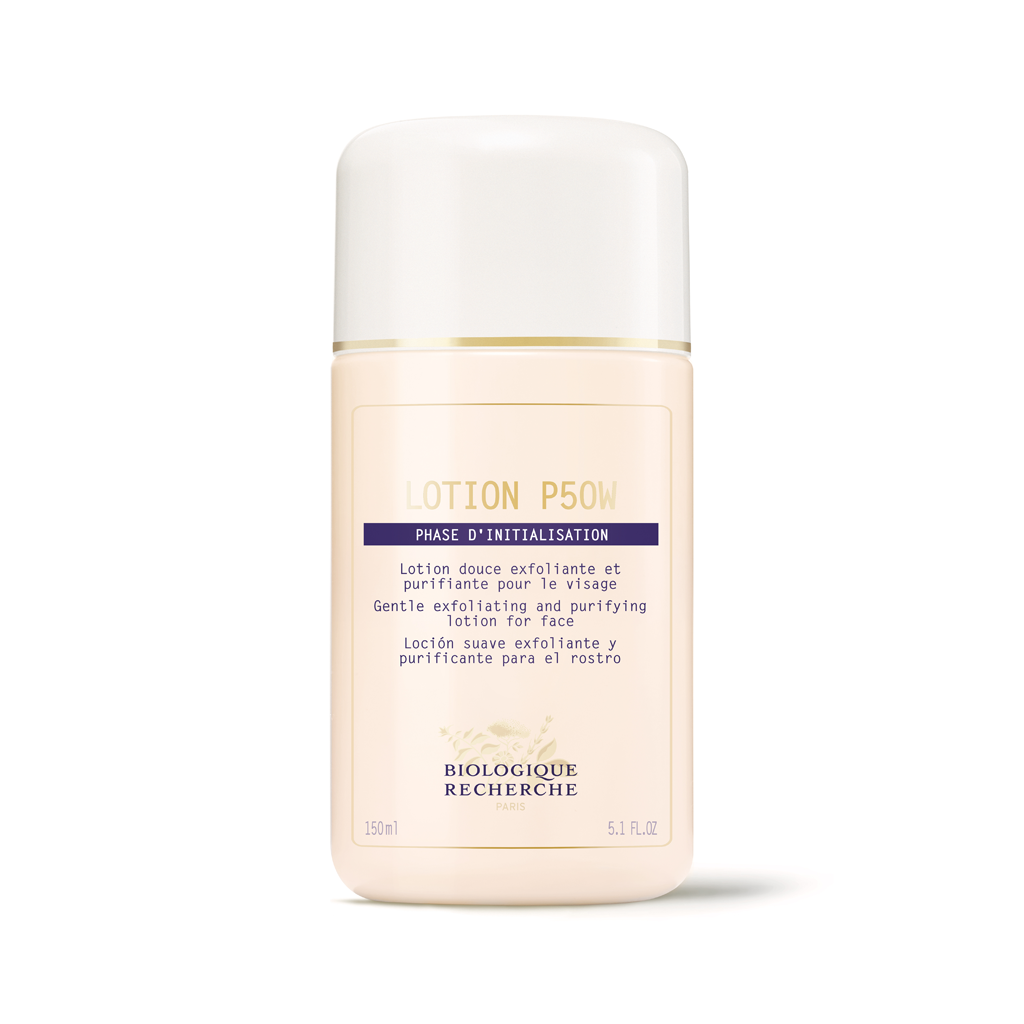 Lotion P50 bottle with white cap on a white background