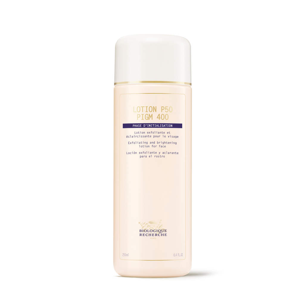 Skincare bottle labeled 'Lotion P50' on a white background